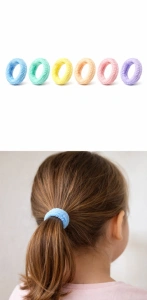 Set elastice par 20 piese diametru 4.5 cm textile colorate pentru prindere par copii si adulti, elastice moi pentru coada sau impletituri - Img 2