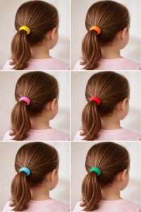 Set elastice par copii 6 bucati diametru 5 cm accesorii par colorate pentru codite si impletituri - Img 4