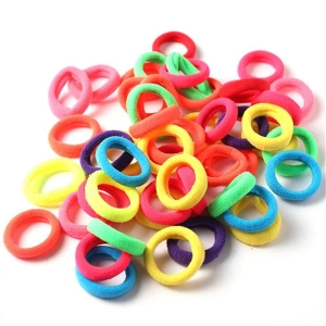 Set elastice par textile multicolore, 20 bucati, diametru 4.5 cm, tub depozitare transparent, 6 culori - Img 3