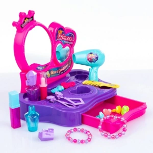 Set masuta de toaleta pentru copii, uscator, parfum, bijuterii, plastic, multicolor, 34 x 24 x 5.5 cm - Img 5