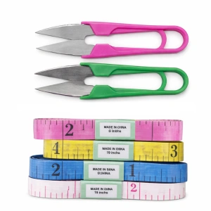 Set mini croitorie portabil, kit cusut compact cu 2 foarfeci, 4 mosore ata 48 cm, accesorii incluse, multicolor