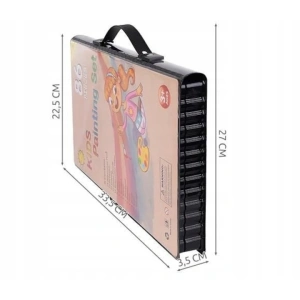 Set pictat si desen, 86 piese, gentuta depozitare tip valiza, 33.5 x 3.5 x 27 cm - complet, colorat si ideal pentru copii pasionati de arta - Img 9