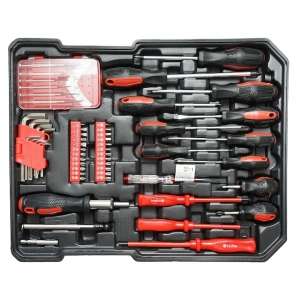 Set scule multifunctional 187 piese in troler rigid ABS si aluminiu, unelte profesionale crom vanadiu, kit complet cu roti si maner extensibil pentru reparatii si mentenanta - Img 5