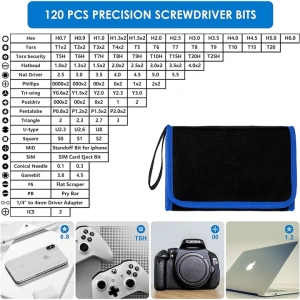 Set surubelnite de precizie 142 piese, 120 biti CR-V si 22 accesorii, magnetice, maner ergonomic, extensie flexibila, pentru telefoane, laptopuri si electronice - Img 8