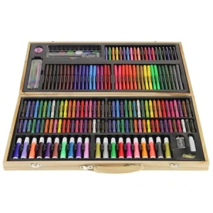Set,trusa completa pentru copii,desenat,colorat si pictat,180 piese,trusa din lemn - Multicolor - Img 4