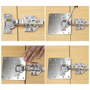 Set universal pentru consolidarea balamalelor de mobilier, 4 placi inox 9 x 9 cm, reparatie rapida pentru dulapuri si usi - Img 4