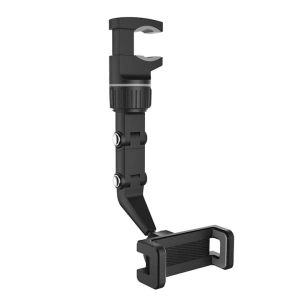 Suport auto pentru telefon, montare pe oglinda retrovizoare, latime reglabila 5-10 cm, rotativ 360°, negru