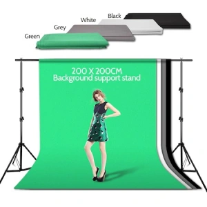 Suport fundal foto studio, 2x3m, clesti inclusi + 4 panze de fundal multicolore 2x3m - Img 2