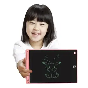 Tableta grafica de desenat pentru copii de 8.5 inch diagonala, cu buton de stergere si creion - Roz - Img 4
