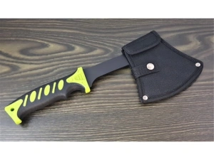 Topor multifunctional, pentru camping, drumetii, 30 cm, verde, husa inclusa - Img 8