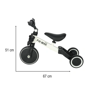 Tricicleta pentru copii, 3 in 1, cu pedale, reglabila, greutate maxima 30 kg, 67 x 47 x 51 cm, alb/negru - Img 2