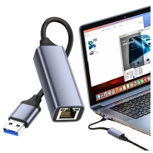 Adaptor USB-RJ45, Ethernet, 1000 Mbps, USB 3.0/2.0, Plug&Play, aluminiu, pentru tableta, PC, laptop, argintiu, 2.3 x 15.8 cm - Img 4
