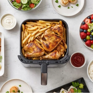 Air Fryer 6L cu fereastra de vizualizare, 1500W, 8 programe inteligente, panou tactil digital, temperatura reglabila 80-200°C, negru - Img 10