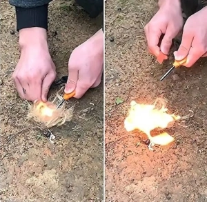 Amnar aprindere foc camping si supravietuire, tija feroceriu 10.8 cm, striker multifunctional cu rigla, rezistent la apa - Img 2