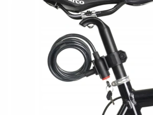 Antifurt bicicleta cu cheie, cablu din otel 120 cm, suport de montare pe cadru inclus, invelis PVC protector, sistem blocare rapida, negru - Img 7