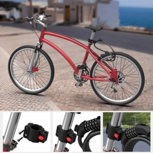 Antifurt cu cifru, suport de atasare pentru bicicleta, otel/PVC, lungime cablu 120 cm, negru - Img 3