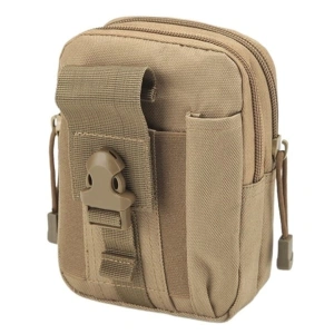 Borseta tactica pentru talie multifunctionala 1L, organizator EDC, poliester rezistent, impermeabil, bej 18 cm
