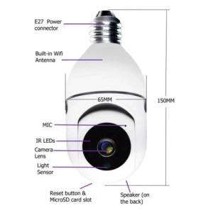 Camera de supraveghere wifi,senzori miscare,conectare Android,iOS,soclu bec E27 - Img 4