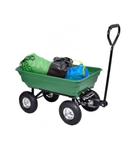 Carucior basculabil de curte,gradina,cadru metalic si cuva din material rezistent,sarcina maxima 250 kg - Verde - Img 9