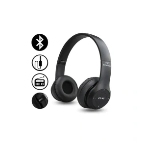 Casti audio, wireless, Bluetooth, lumini LED, radio FM, MP3, negru - Img 3
