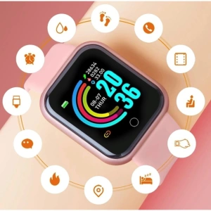 Ceas smartwatch, Bluetooth, monitorizare somn, pedometru, puls, activitati, notificari, roz - Img 3