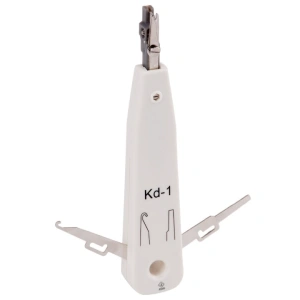 Cleste de sertizat LSA cu cutit KRONE si senzor, pentru conectarea cablurilor 0.35 mm si 0.7 mm, plastic + metal, alb, lungime 18 cm - instrument profesional pentru electricieni si tehnicieni IT - Img 1