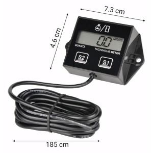 Contor de ore pentru motoare, tahometru digital, IP65, monitorizare timp si turatii, negru - Img 5