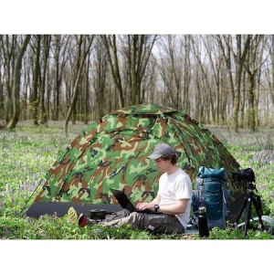 Cort camping, 2 persoane, impermeabil, cu husa, camuflaj, 200x150x110 cm - Img 3