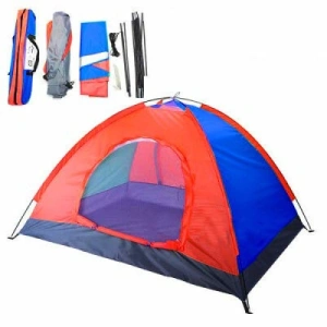 Cort camping cu plasa anti insecte,pentru 2-3 persoane,190x190x123 cm - Albastru/Rosu - Img 6