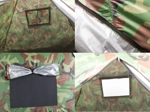 Cort camping pentru 4 persoane, 200 x 200 x 130 cm, cu husa, impermeabil, model camuflaj - Img 10