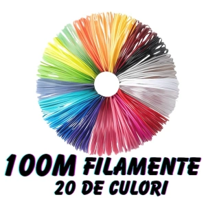 Creion 3D albastru set complet cu filament PLA 1.75 mm 110 m, 20 culori, suport silicon, sabloane, degetare, LCD, compatibil PLA ABS, temperatura reglabila 60-230°C, motor metalic, duza ceramica, USB - Img 6