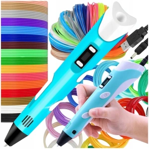 Creion 3D cu filament, bleu alb, 1.75 mm, 20 culori, 310 m, compatibil PLA ABS, ecran LCD, temperatura reglabila, motor metalic, duza ceramica - Img 7