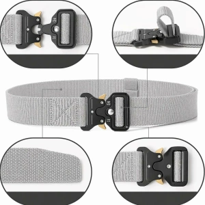Curea tactica, pentru barbati, poliester, 131 x 3.8 cm, ajustabila, rezistenta, gri - Img 10