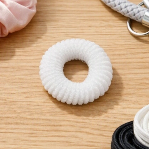 Elastice albe pentru par, set 10 buc, diametru 2.5 cm, model spiralat flexibil, accesorii fara urme pentru prinderea confortabila a parului - Img 6