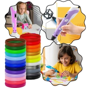 Filament 3D pentru creion 3D, multicolor maro, PLA 1.75 mm, 100 m, 20 culori, 5 m fiecare, imprimare rapida, fara miros, fara blocaj - Img 5