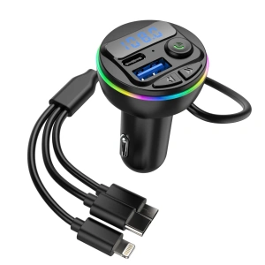 Incarcator auto cu MP3 player si Bluetooth, incarcare rapida QC 3.0 si USB Tip-C PD 20W, 3 mufe de incarcare, negru - Img 3