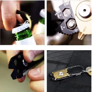 Inel cheie carabina, breloc de precizie multifunctional, multitool 20in1 - Img 5