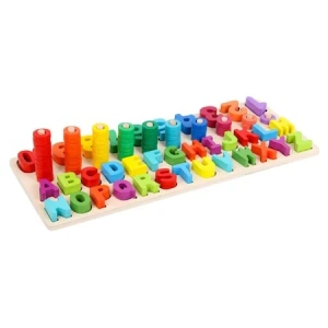 Joc alfabetic pentru copii, din lemn 3 in 1, logaritmic cu litere si cifre - Multicolor - Img 8