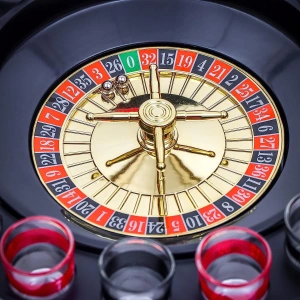 Joc de baut tip ruleta cu shot, 30cm, rosu/negru - Img 5