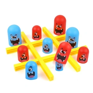Joc de strategie Tic Tac Toe Gobble (X si 0), 18 piese, joc de societate pentru 2 jucatori, copii 3+ ani, plastic