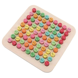 Joc educativ cu tabla inmultirii din lemn, 81 piese colorate, joc interactiv pentru invatarea matematica, dezvoltarea gandirii si coordonarii - Img 7