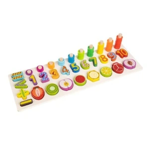 Joc educativ sortator din lemn cu numere si fructe de taiat magnetice pentru copii - Multicolor - Img 10