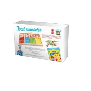 Jocul numerelor din lemn, Montessori, pentru invatarea operatiilor matematice, 2-4 jucatori, 52 betisoare, cifre, semne matematice si suport din lemn, 5-8 ani - Img 3