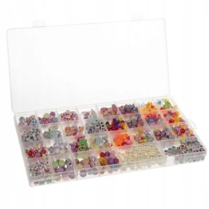 Kit de confectionare bratari, 30 tipuri de margele, 900 piese, rola cu fir, mini brelocuri, foarfeca, 27x13x2.5 cm - Multicolor - Img 5