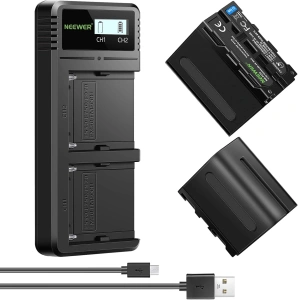 Kit iluminare profesionala RGB 2 x 60W, 2500K-8500K, cu 4 baterii NP-F970 6600mAh, 2 incarcatoare rapide, mini trepied si control prin aplicatie - Img 2