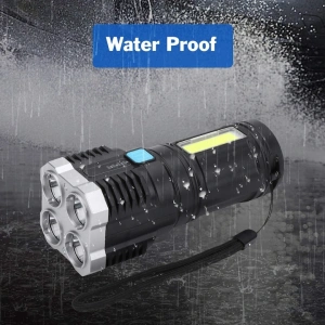 Lanterna portabila, 5 LED-uri, 4 moduri de iluminare, cablu Micro-USB inclus, ABS, baterie 1200 mAh, rezistenta la apa, negru - Img 7