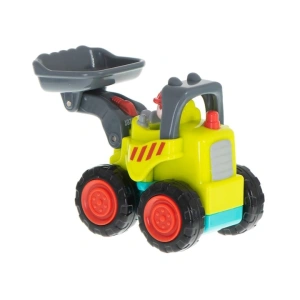 Mini buldozer pentru copii, verde lime cu gri antracit, 6.7 x 5.5 x 4 cm, utilaj de constructie cu lama mobila, roti mobile, ambalaj PVC - Img 4
