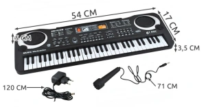 Orga electronica pentru copii, 61 clape, microfon inclus, alimentare 6V, functie de inregistrare, 54 x 17 cm - instrument muzical educational pentru incepatori - Img 2