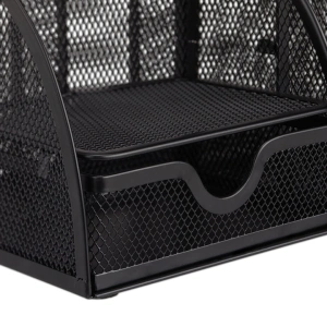 Organizator pentru birou, metalic, 7 compartimente, 22 x 14 x 12.7 cm, negru - Img 3