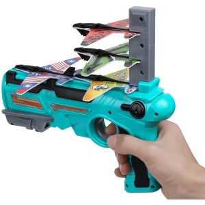 Pistol de jucarie pentru copii,lansator de 4 avioane,pistol alb - Img 2